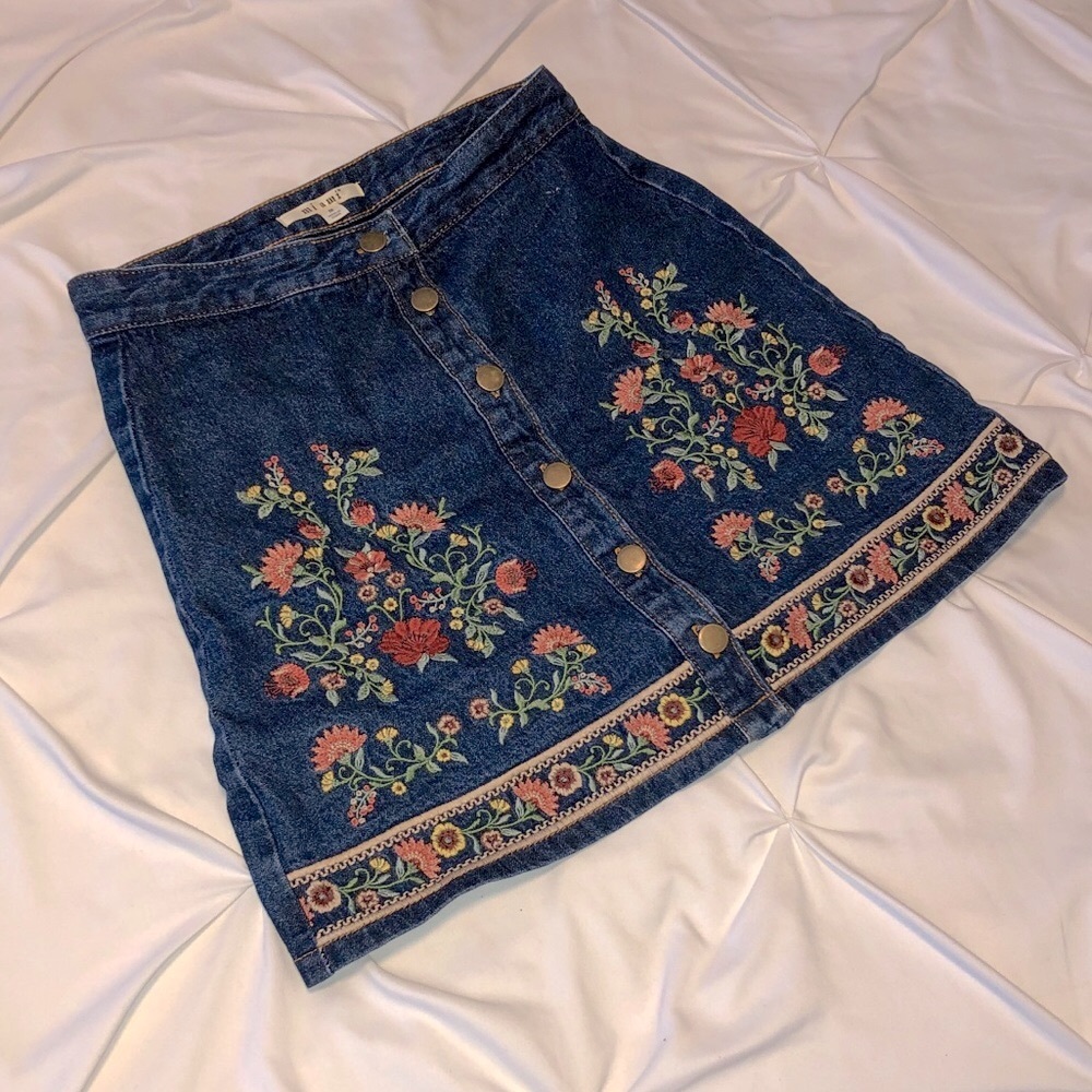 Jean skirt, spring outfit!🌸